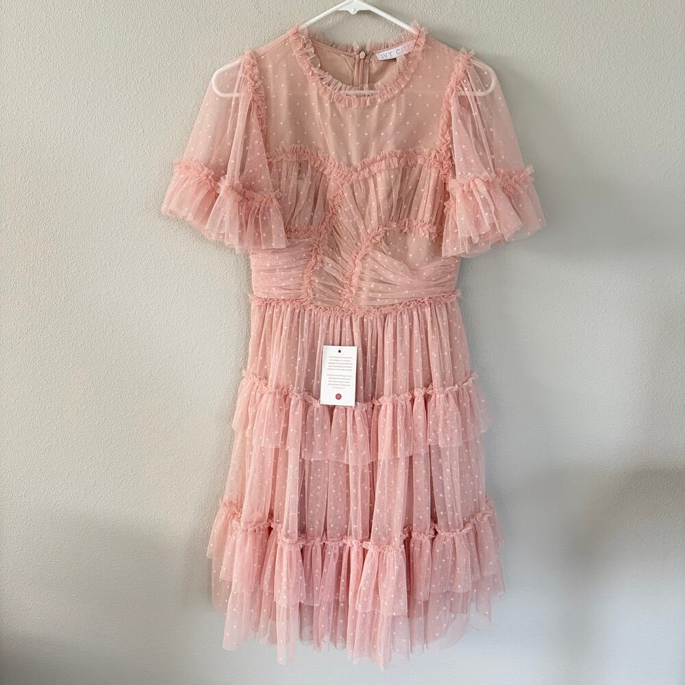 NWT Ivy City Co. Blush Pink Whimsical Tulle Mini Dress (XS)